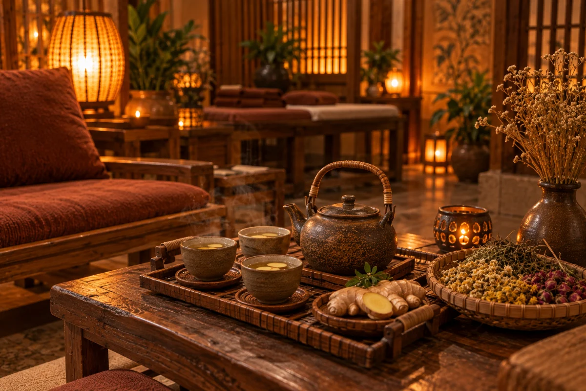 Góc trà thư giãn sau liệu trình – Ngải Hương
